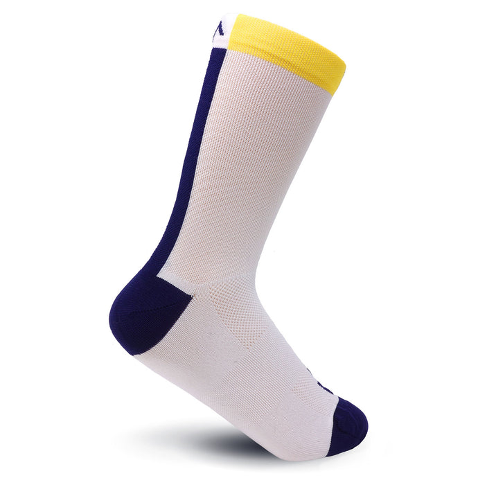 Go Faster white cycling sock